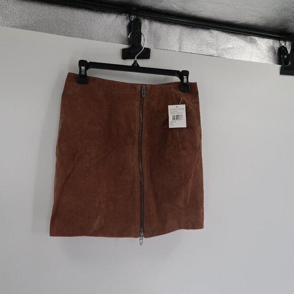 Blank NYC Brown Leather Skirt Full Zip Front Size 26 - Picture 4 of 6